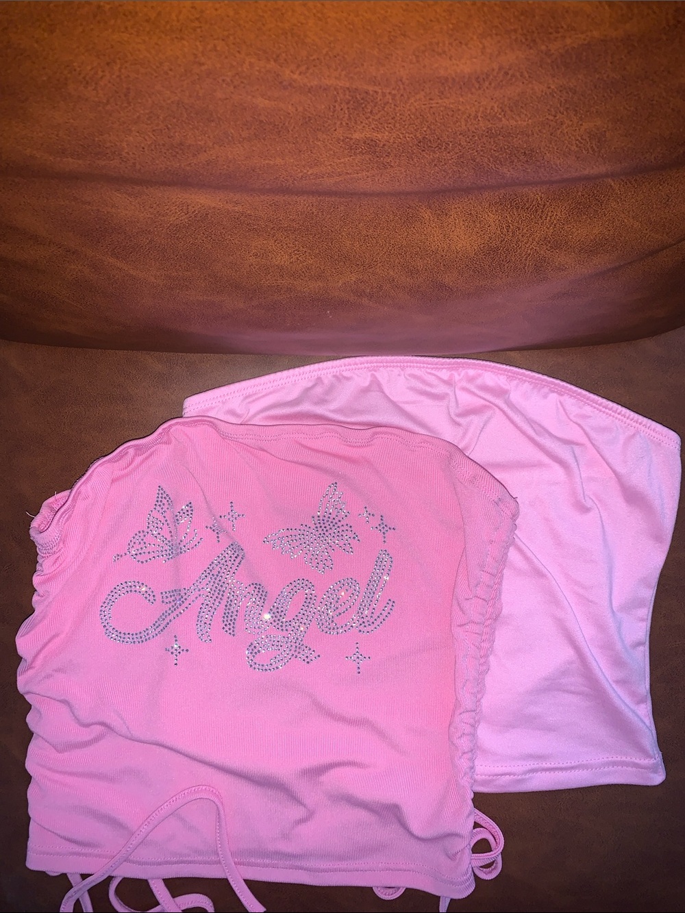 Pink Tube Top with Rhinestone Design